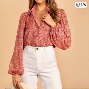 Lulu's Pink Patterned Blouse